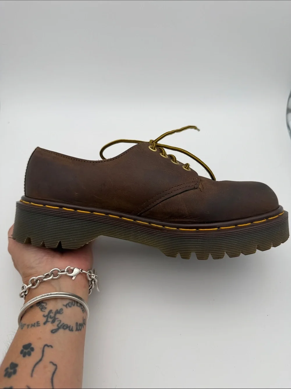 Vintage Dr. Martens Made in England Aztec Crazy Horse 1561 4 Hole Brown Oxford 6